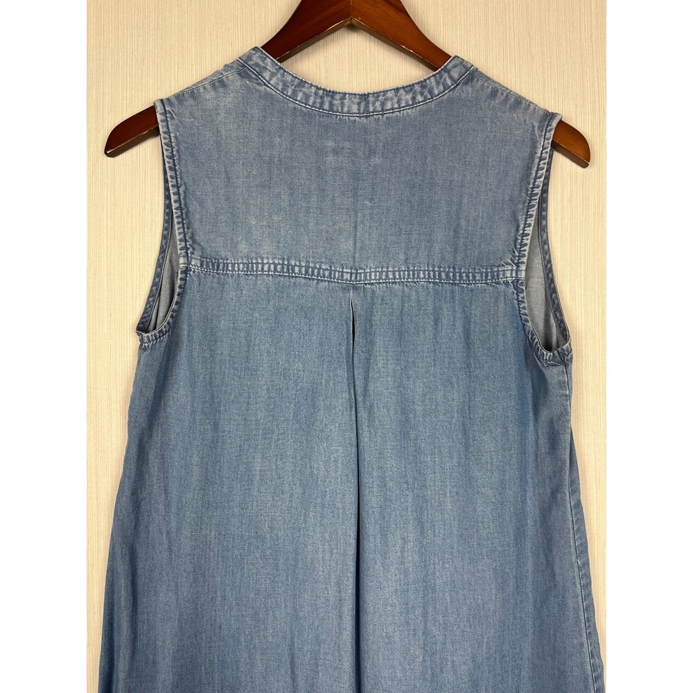 Merona Womens S Blue Lyocell Shift Dress Sleeveless Hi-Lo Hem Casual - Picture 7 of 10